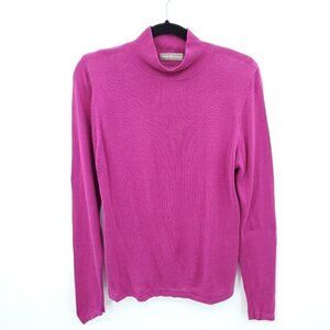 Valerie Stevens 100% Silk Knit Mock Neck Lightweight Pullover Sweater M Pink